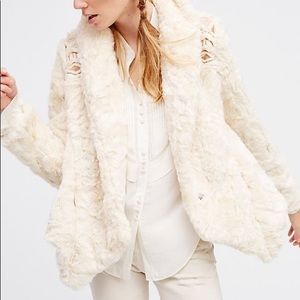 Free People Embroidered Cascade Fur Jacket